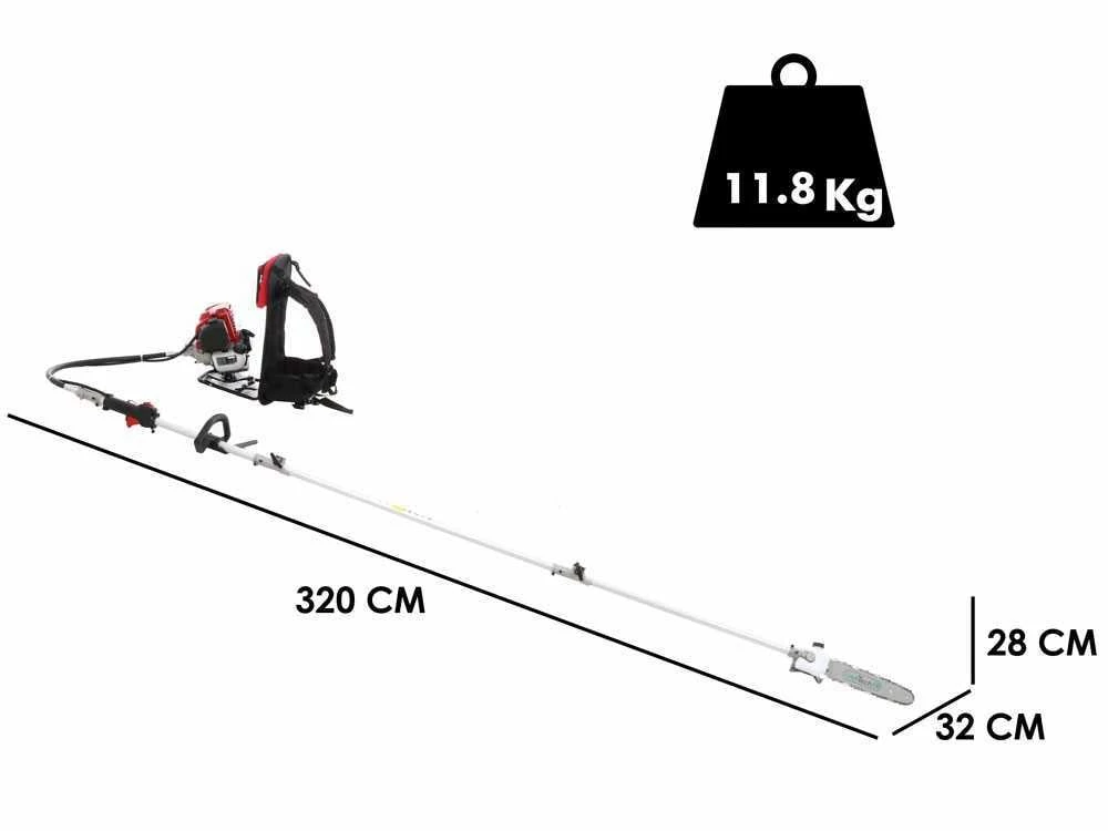 Débroussailleuse Multifonction Thermique à Dos Avec Perche élagueuse Et Taille-haies GeoTech GT-4 36 BP - 36 Cc – Image 3