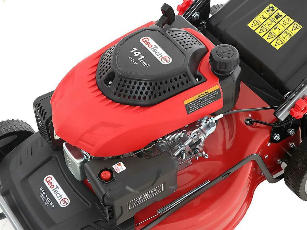 Tondeuse à Gazon Thermique GeoTech Pro S46-140BG - Autotractée 2en1: Ramassage + éjection Arrière – Image 14