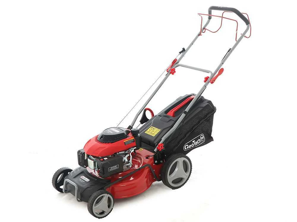 Tondeuse à Gazon Thermique GeoTech Pro S46-140BG - Autotractée 2en1: Ramassage + éjection Arrière