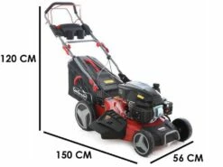 Tondeuse à Gazon Tractée GeoTech PRO S53-225 BMSGW - 224cc - 4 En 1 - Avec Lame De 53cm