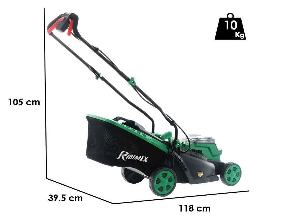 Tondeuse à Poussée à Batterie RIBIMEX PRBAT20-TON33 - Batterie De 20V 4Ah - Largeur De Coupe 34 Cm
