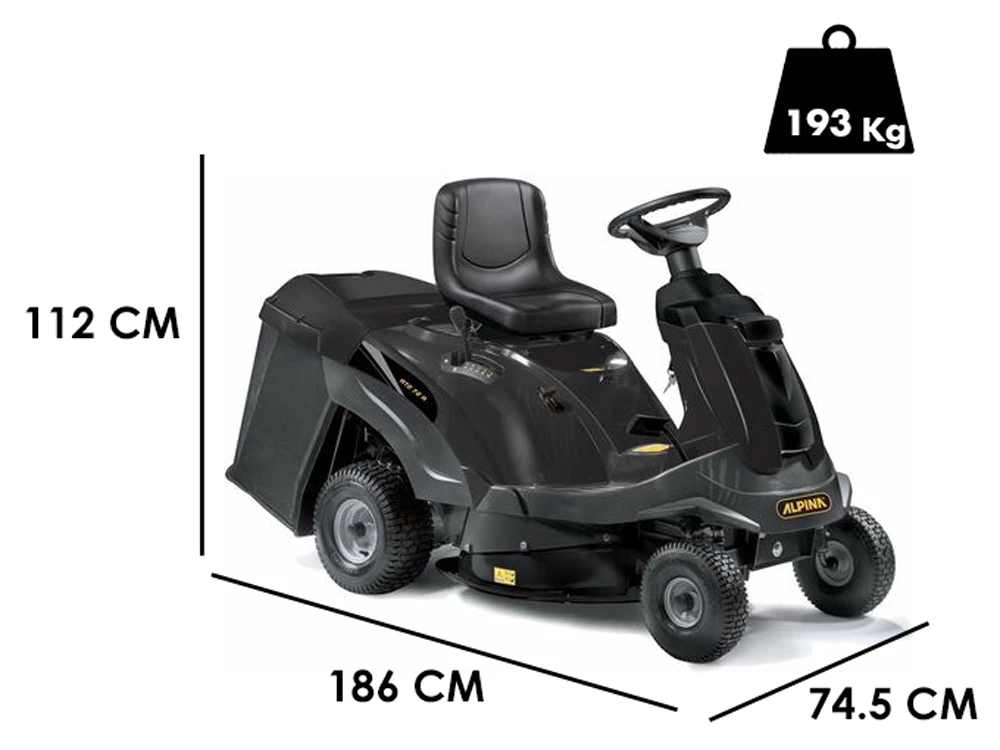 Tondeuse Rider Autoportée Alpina AT2 72A - Moteur 11.5 HP Cylindrée 352 Cc - Bac De Ramassage